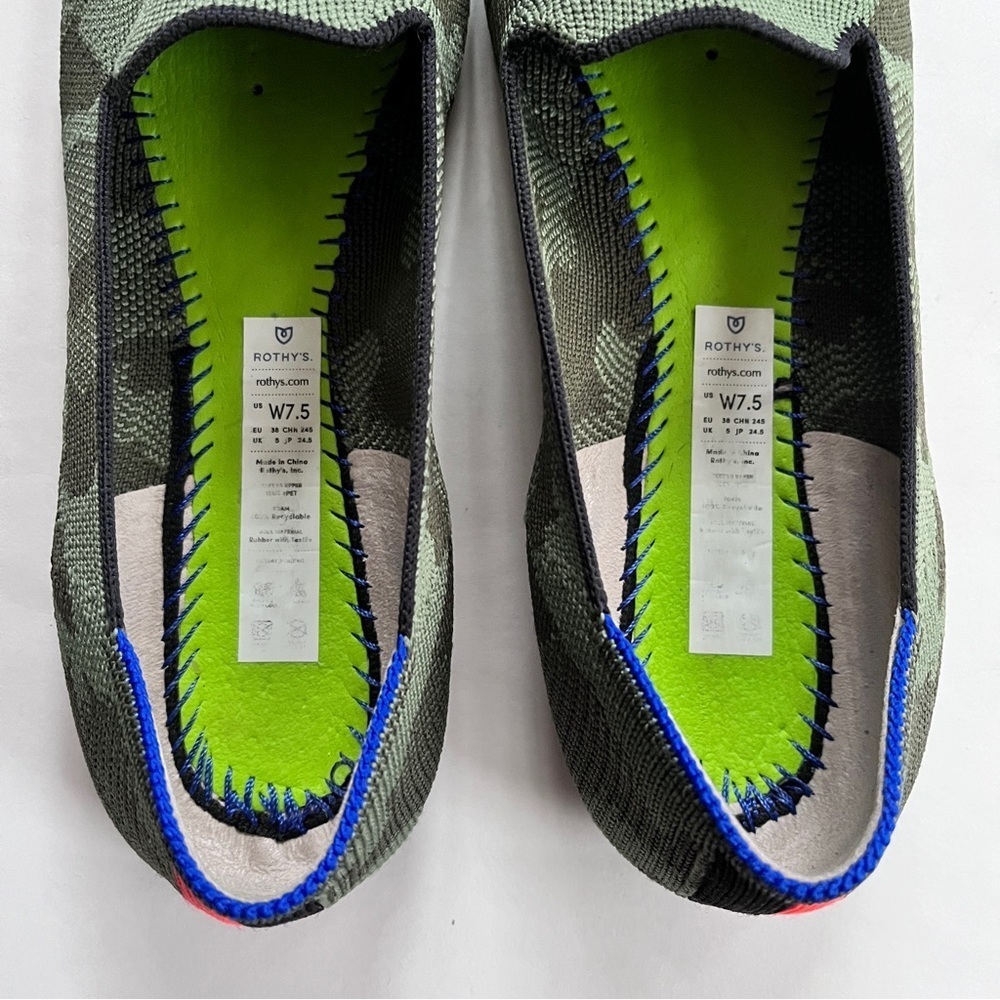 Rothy's The Loafer Green Camouflage Women’s Flats Shoes Size 7.5 - Picture 7 of 16